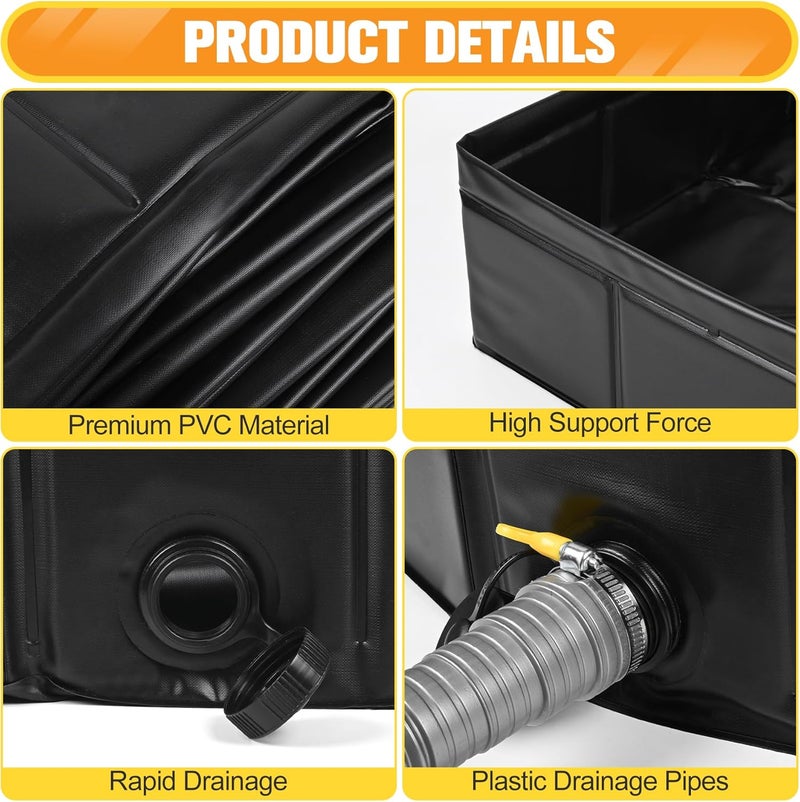Tottist Upgraded Portable Shower Pan 41"x41"x5" - Heavy-Duty Non-Slip Base with Drain Hole & Mesh Storage Bag | Collapsible Camp Shower Tray for RV, Beach, Glamping | Leakproof Outdoor Bath Floor - Image 5